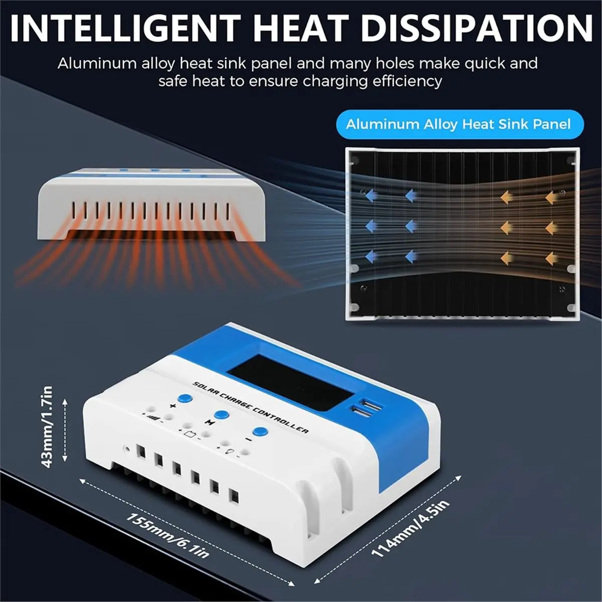 

Солнечный контроллер PWM/MPPT, 40 А, 12/24 В, автоматическое обнаружение со светодиодным дисплеем для эффективного управления аккумулятором, менеджер солнечной энергии