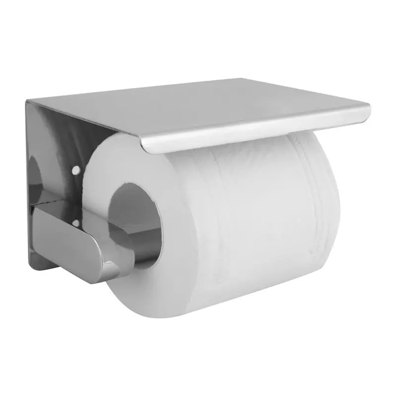ABLA-SUS 304 Stainless Steel Toilet Paper Holder With Phone Shelf, Bathroom Tissue Holder Toilet Paper Roll Holder