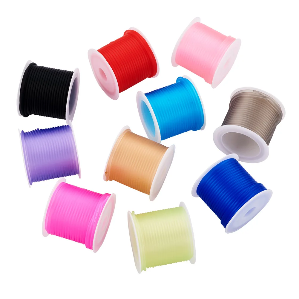 

10 Rolls 2mm Solid Pipe Synthetic Rubber Cord Mixed Color No Hole Thread For Bracelet Necklace Hair Rope Jewelry Making Findings