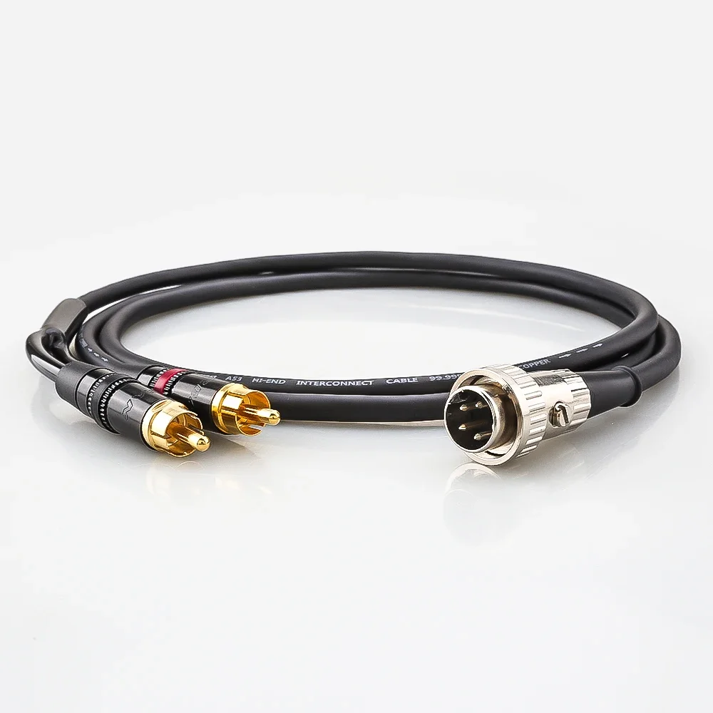 나임 하이파이 4핀 DIN에서 2 RCA 포노 플러그 스테레오 케이블 트위스트 락 OFC 4코어 턴테이블 오디오 포노 케이블 하이파이 오디오용