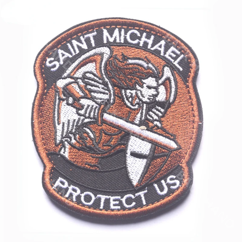 Saint Michael Protect Us Patch Saint Michael Tactical Combat 3D PVC Embroidered Badge for cap Applique Military Armband Patch