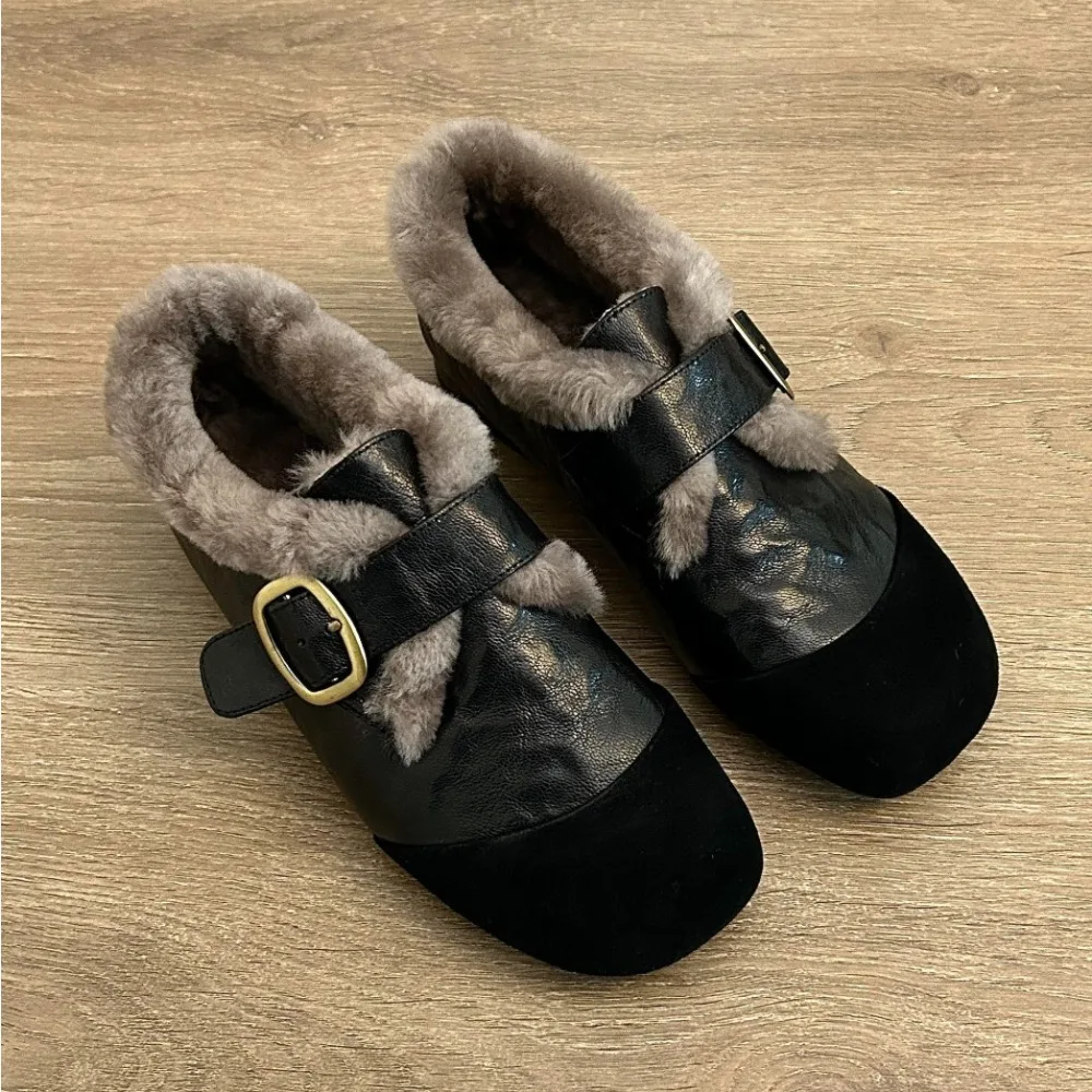 

Туфли Мэри Джейн, женские осенне-зимние бархатные туфли-лодочки во французском стиле ретро, женские нескользящие туфли Мэри Джейн на плоской подошве, женские туфли на плоской подошве