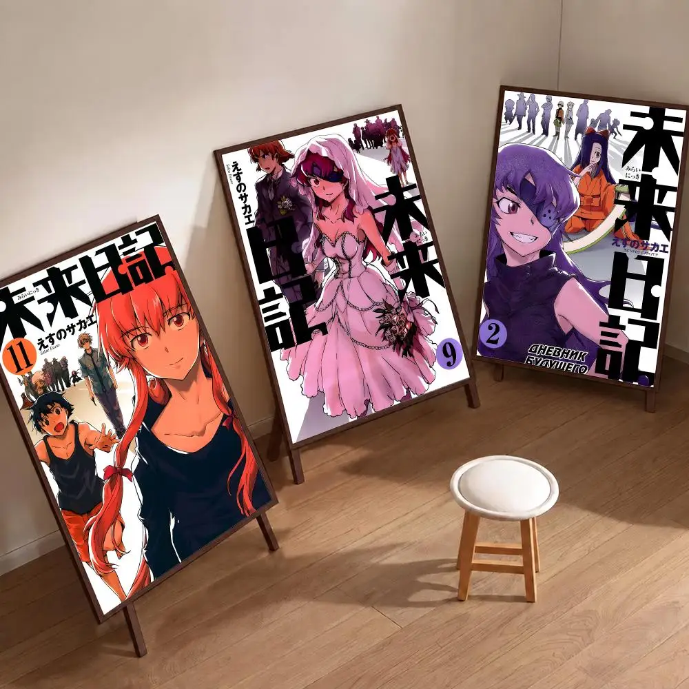 Anime The Future Diary Poster Waterproof Wall Art Decor Stickers, Home Bedroom Bar Removable Wall Decoration Stickers
