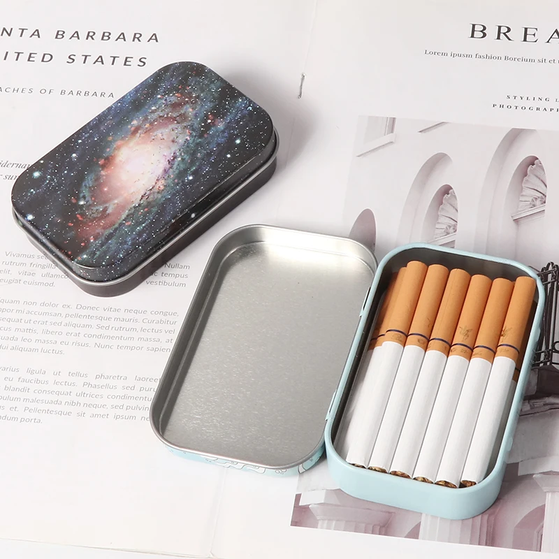 Cigarette Case Box Tobacco Storage Humidor Rolling Paper Box Jewelry Candy Coin Key Organizer Metal Tin Flip Gifts Sealed