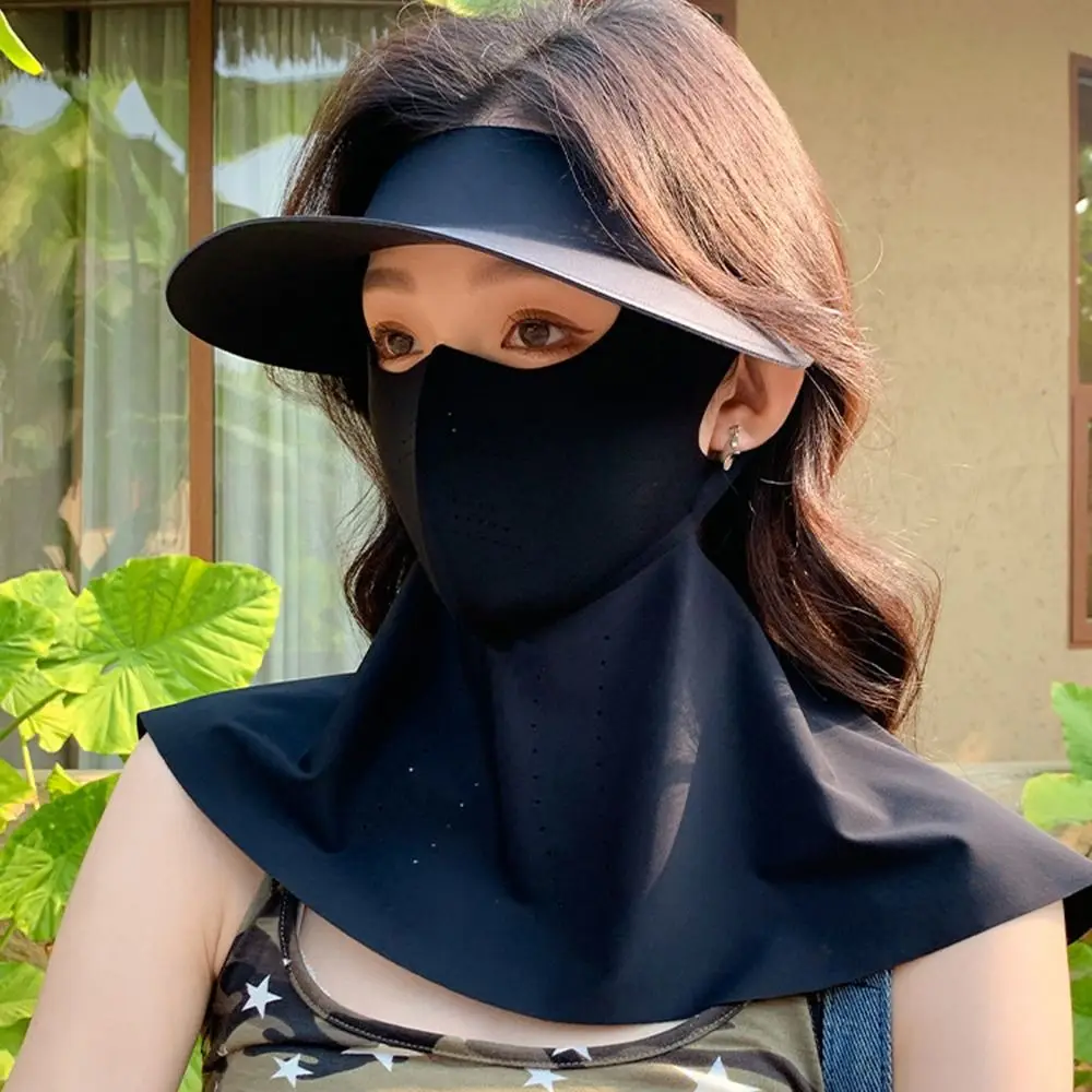 

UPF50+ Ice Silk Sun Protection Mask Full Face 3D Breathable Anti-UV Neck Scarf Dustproof Removable Sunshade Face Mask Cycling