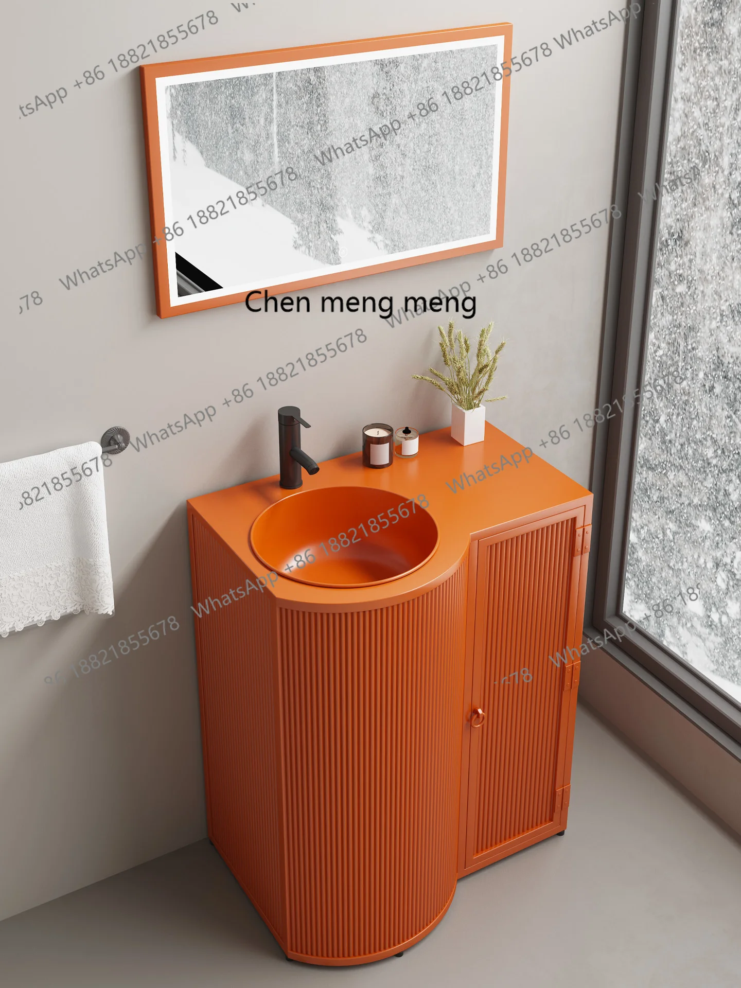 

Floor-to-ceiling integrated washbasin trendy cabinet door, column washbasin