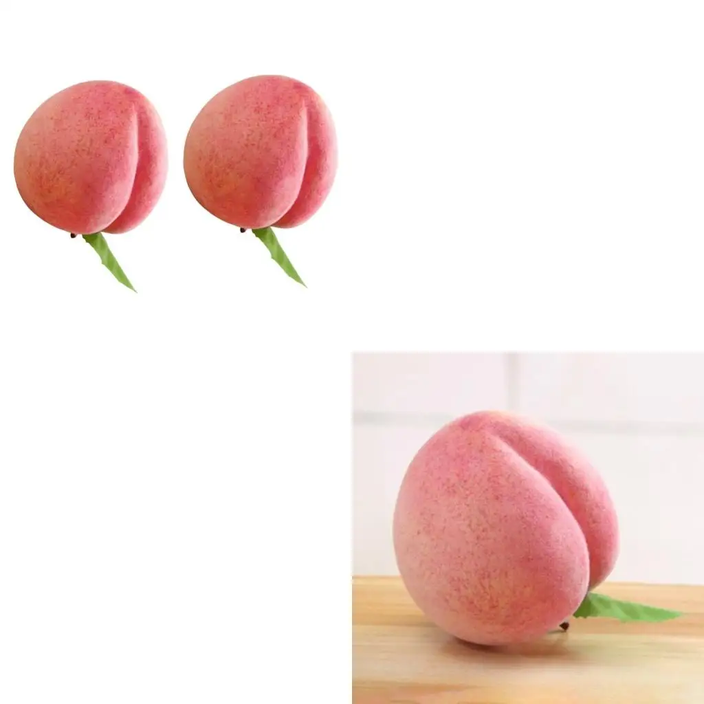  2pcs Simulation Peach Realistic Faux Peaches for Home and Office Decorations or Photography Accessories