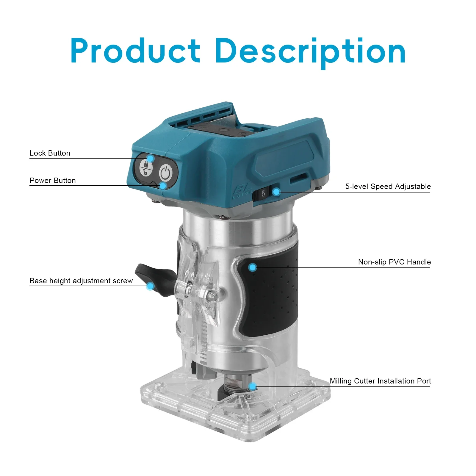 NEW Brushless Electric Hand Trimmer Cordless Wood Router Woodworking Engraving Slotting Tool be suitable for Makita 18V Battery