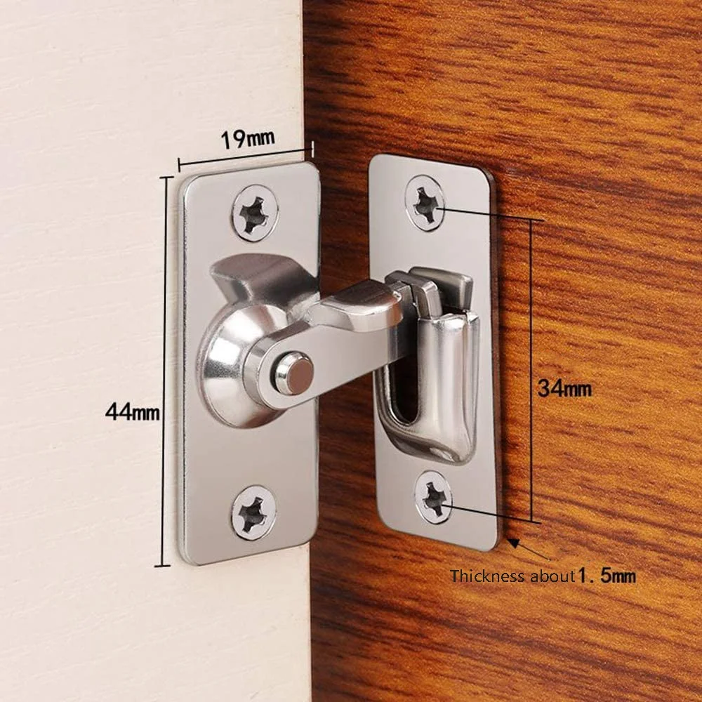 ABFN-90 Degree Door Buckle Latch Stainless Steel Right Angle Lock Sliding Door Door Right Angle Window Bathroom Door Latch