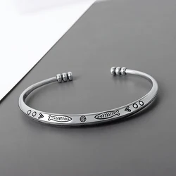 XIYANIKE Silver Color New Fashion Fish Triangle Bracelet For Women Ethnic Style Glossy Opening Hand Jewelry Gift