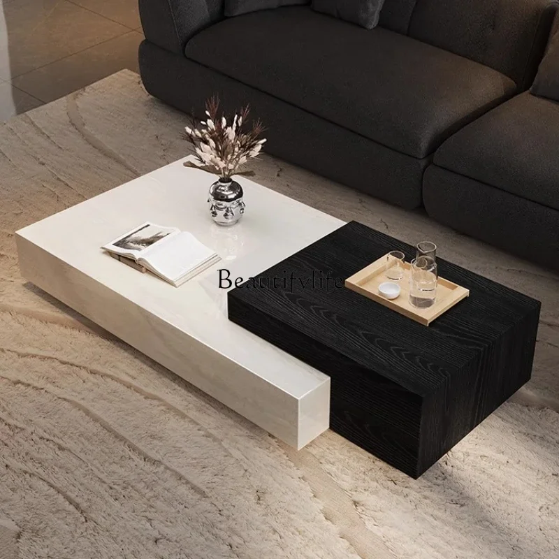 

PJ13Kali ice jade luxury stone coffee table living room Italian light luxury high-end designer solid wood natural marble coffee