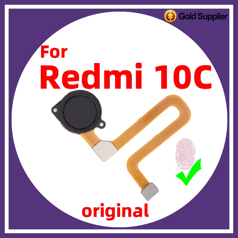 Original For Xiaomi redmi 10C Fingerprint Sensor Home Return Key Menu Power Button Flex Ribbon Cable