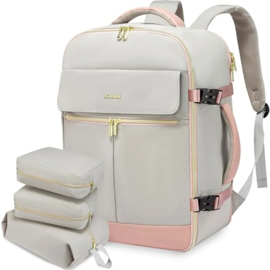 

Carry On Backpack 40L Travel Backpack Women with 3 Packing Cubes TSA Airline Approved Suitcase Bag as Personal Item Waterproof