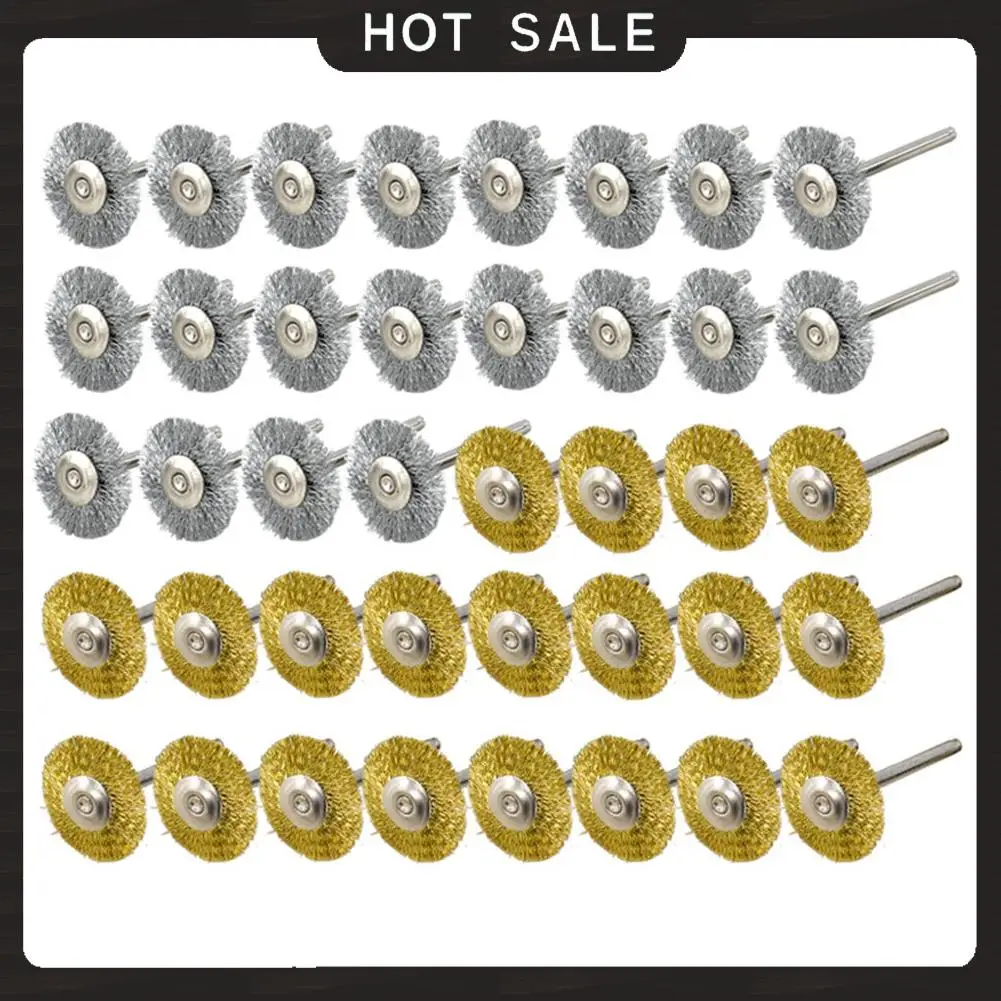 

24-Hour Delivery 40 Pieces Mini Wire Brush Wheel Cup Brass Steel Wire Brush Set (3Mm) Shank For Power Dremel Rotary Tool Polishi