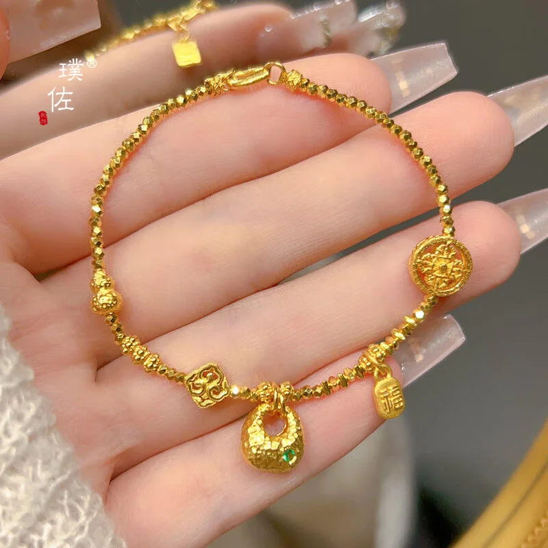 

Star style pendant bracelet with bead beads, round bead jewelry, women's 24kplating bracelet as a gift for Women's Day