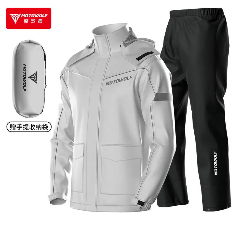 MOTOWOLF Motorcycl Riding Raincoat Woman Men Suit Split Waterproof Rainstorm Rally Riding Wear Split Single Rider Rain Coat
