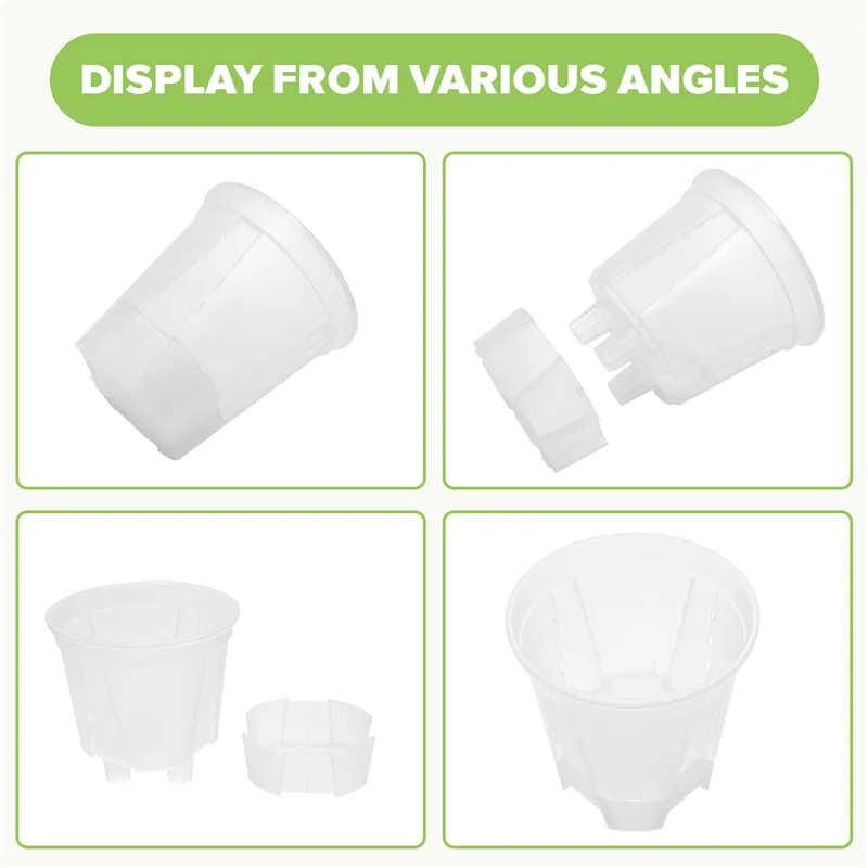

A23E-6 Inch Transparent Plastic Garden Pots Self Watering Planters, 5 Pack Plastic Nursery Plant Pots With Deep Reservior