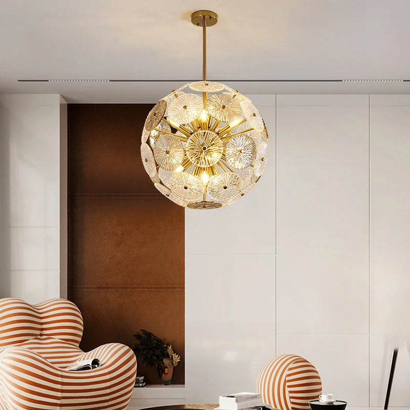 Imagem -03 - Biewalk Disco de Ouro Moderno Lustre Vidro Bola Criativa Sala Estar Villa Quarto Conduziu a Iluminação Interior Decoração Dispositivo