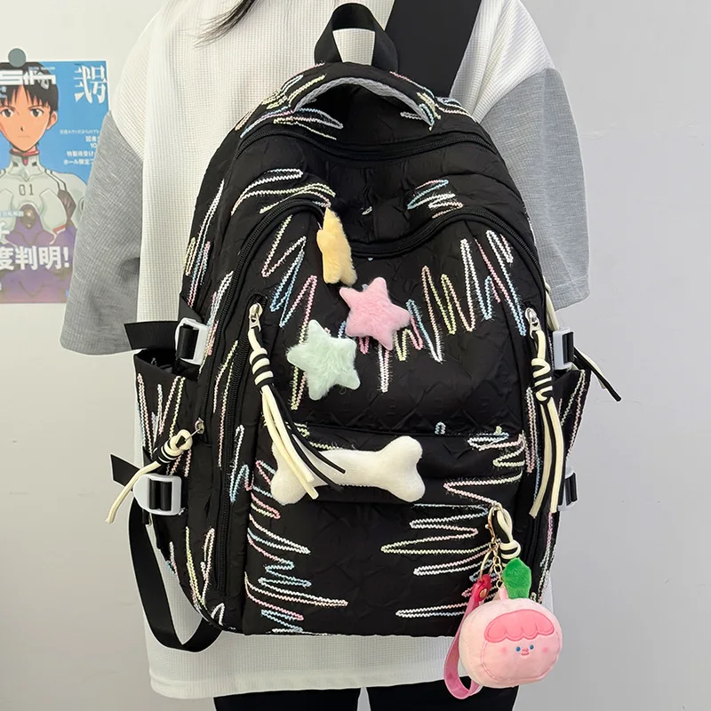 Zaini da donna Pendenti a stella Stile preppy coreano Carino Kawaii Dolce Verstaile Zaini leggeri di grande capacità per ragazza