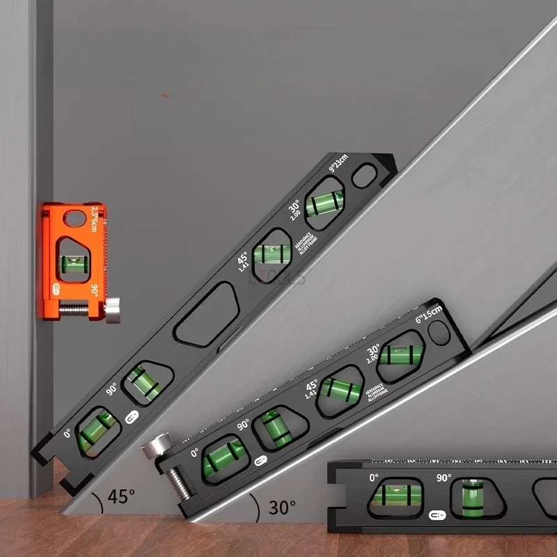 عالية الدقة المغناطيسية القوية مستوى الفقاعات الصلبة يلقي الألومنيوم البناء مستوى الروح الخامس الأخدود والمغناطيس المسار زاوية مكتشف