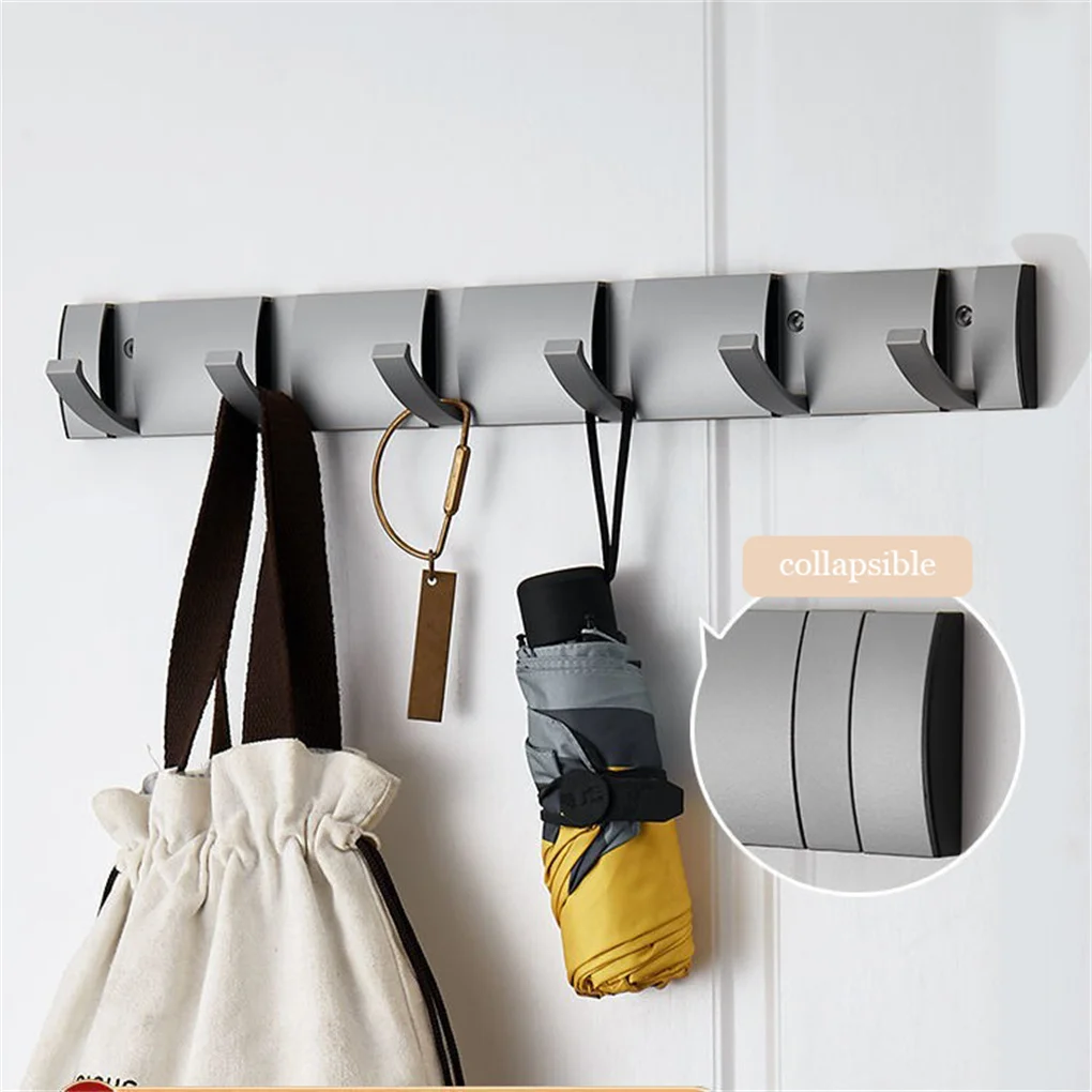 Door Hanger Portable Folding 6 Hooks Punch-free Storage Hook Indoor Bedroom Key Hat Bath Towel Bathrobe Holder