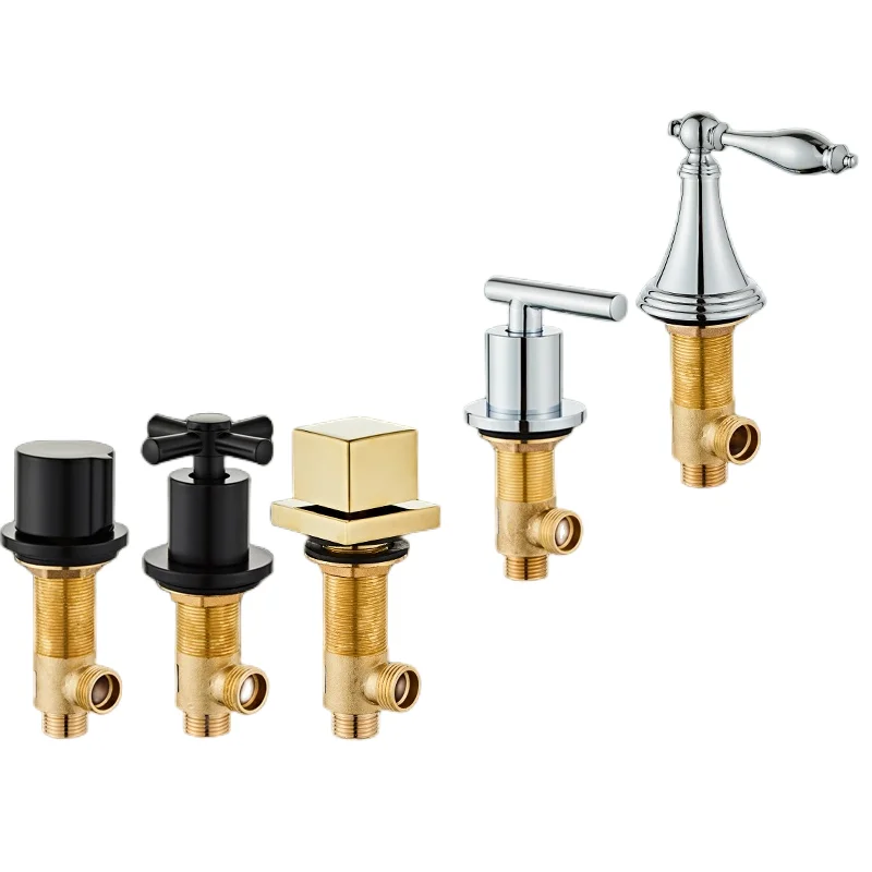 Brass One Inlet One Outlet Switch,Cold Water Switch Or Hot Water Switch For 3 Hole Basin Faucet Bathtub 5-hole Faucet Switch