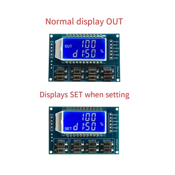 XY-LPWM3 LCD 3CH PWM Pulse Frequency Duty Cycle Adjustable Module Square Rectangular Wave Signal Generator 1hz-150khz