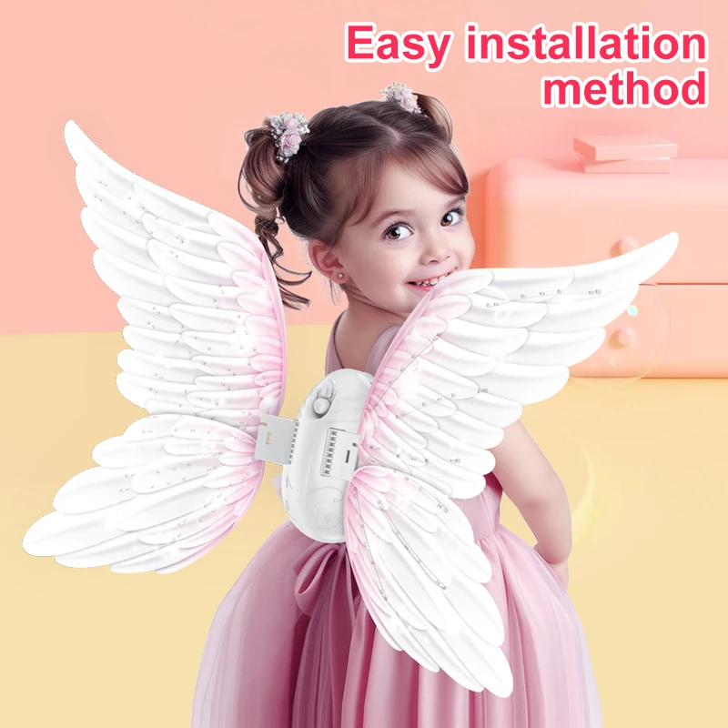 DIY little princess electric light music rainbow wings girl angel back decoration luminous flower fairy elf props dress up gift