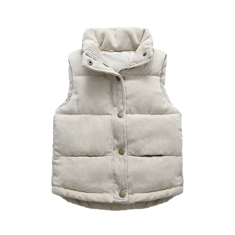 

Corduroy Vests Kids Boys Girls Cotton Jackets Beige Outerwear Waistcoat Children Autumn Winter Thicken Warm Coat Casual Clothing