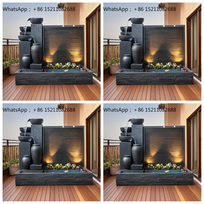 SCY villa courtyard outdoor fish pond landscaping outdoor rockery fountain water curtain terrace lucky flowing water ornament