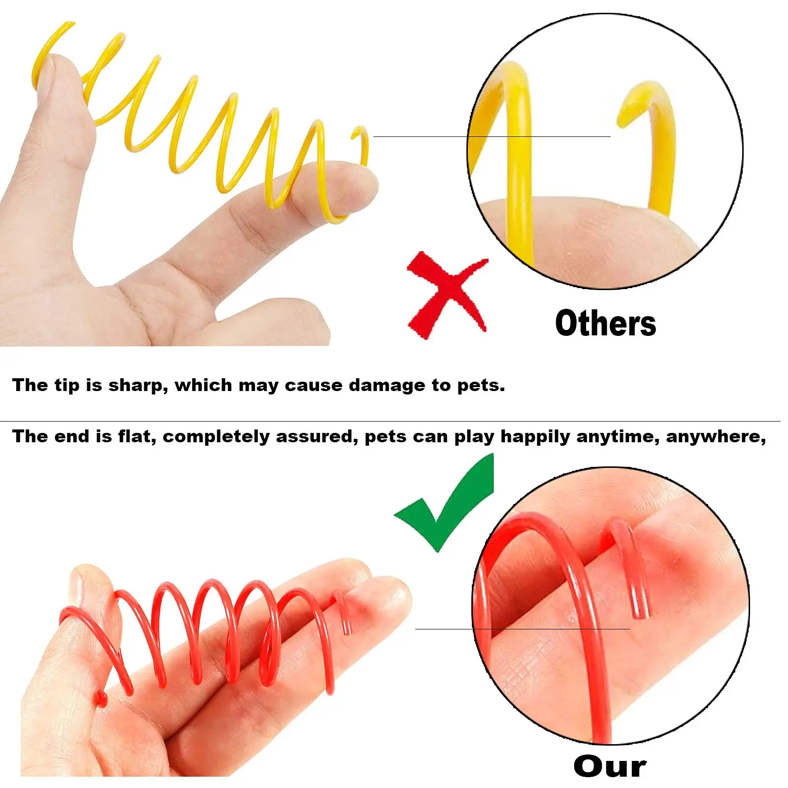 8 Pcs Colorful Plastic Spring Coil Cat Toys, Spiral Interactive Bouncing Play Toys, Durable Plastic Cat Training Chew Toys, Fun