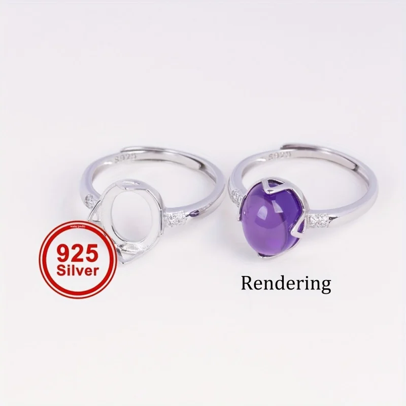 1pc 8*10mm 925 sterling silver ring setting, suitable for jewelry making
