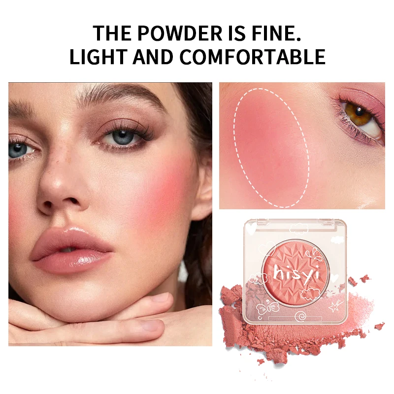 أحمر الخدود للوجه غير اللامع لون الخد الطبيعي سطع الوجه مقاوم للماء مستحضرات التجميل أحمر الخدود مسحوق لينة ماكياج الإناث 1 قطعة