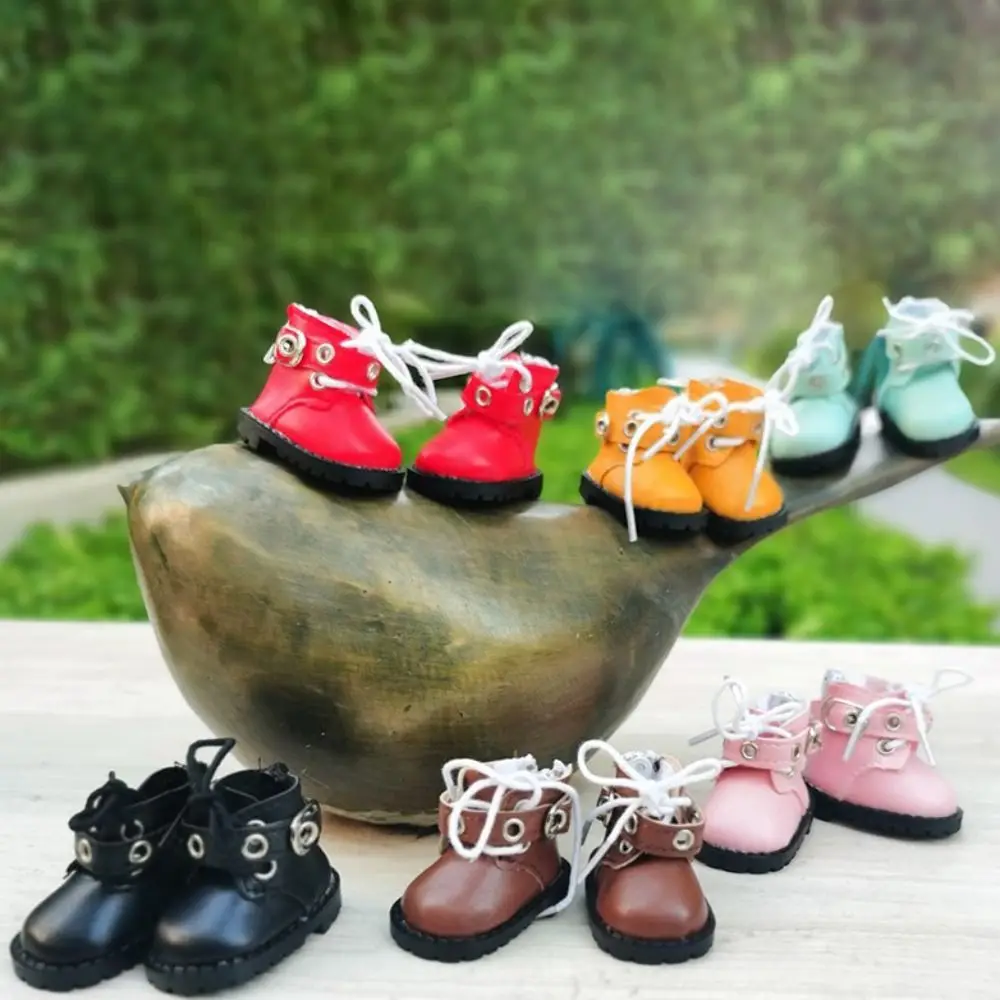 20CM Doll Shoes PU Leather Mini Boots Fashion Rivet Martin Boots Stuffed Idol Dolls Changing Dressing Game Toys Accessories