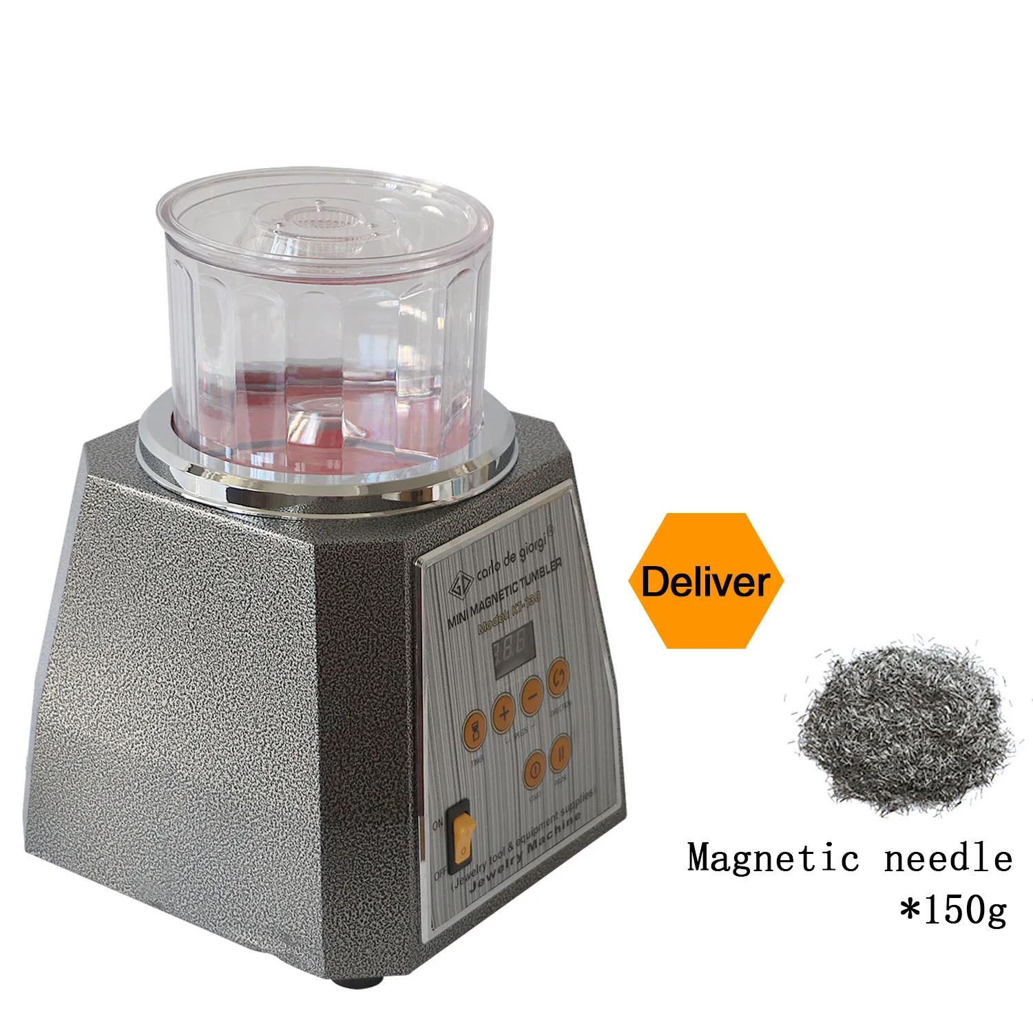 Mini Magnetic Tumbler 4 speeds control 100mm Jewelry Polisher Finisher Machine