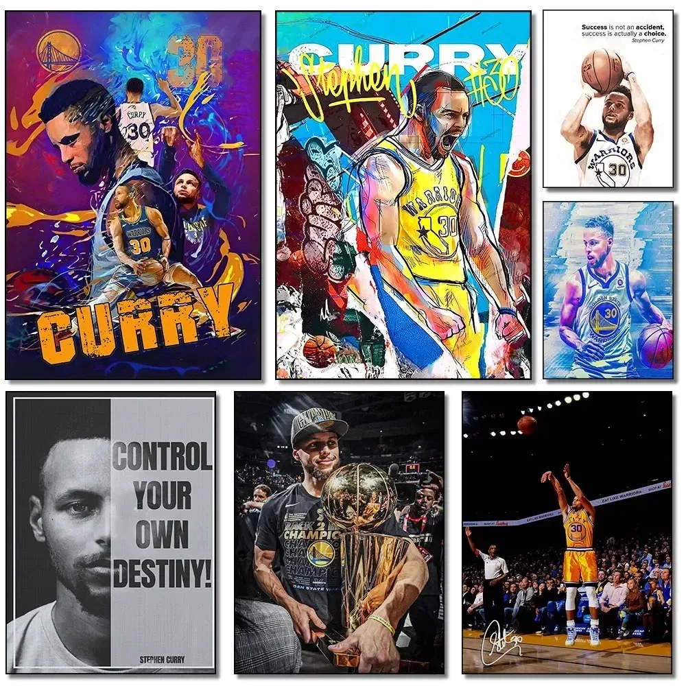 S-stephen Super Star c-curry, carteles de estrellas deportivas de baloncesto, impresiones en lienzo, pintura, arte de pared para sala de estar,