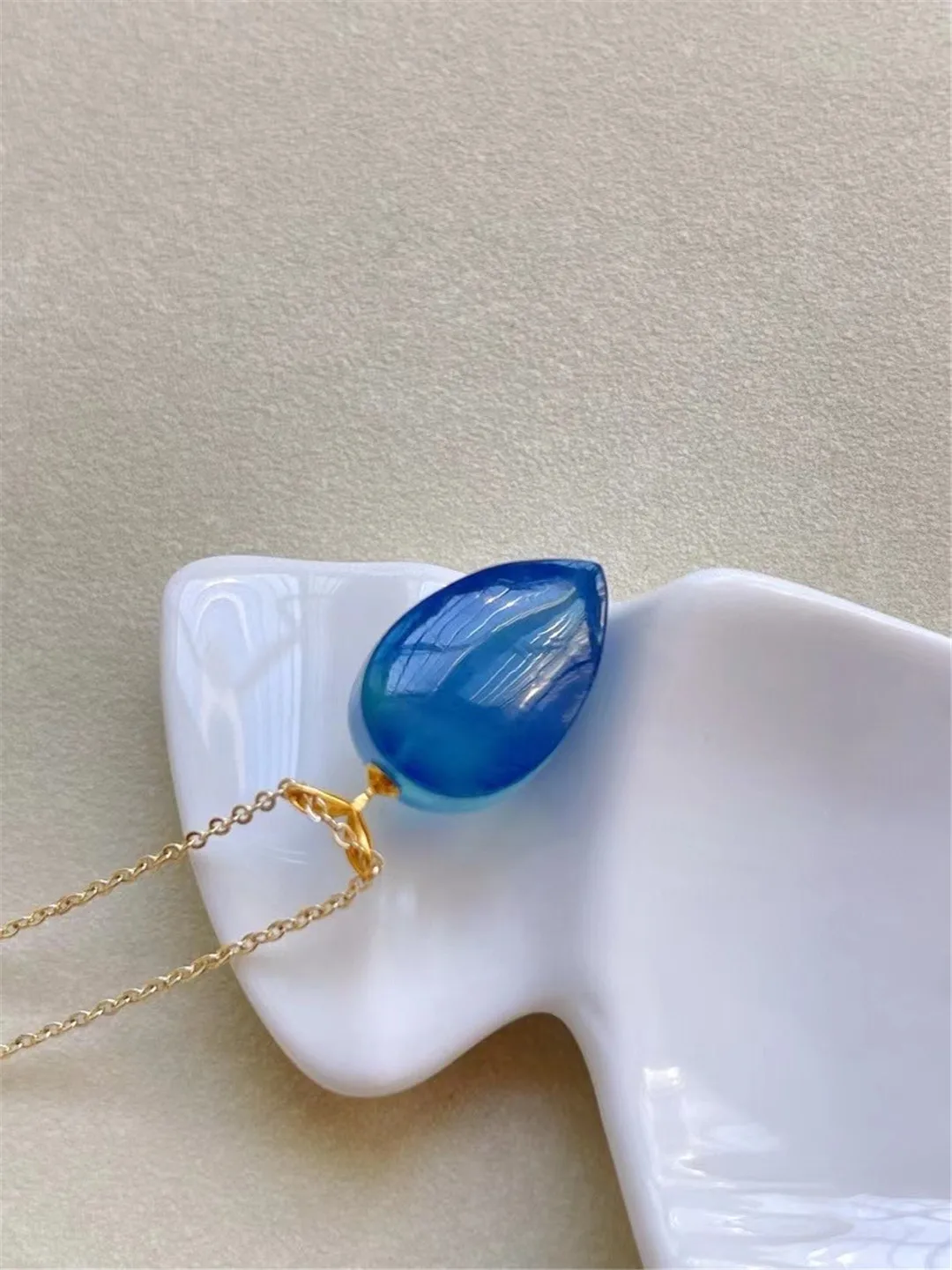 Natural Blue Aquamarine Pendant Necklace 18K Gold For Women Men Lucky Gift Crystal Gemstone 20x13x12mm Beads Stone Jewelry AAAAA