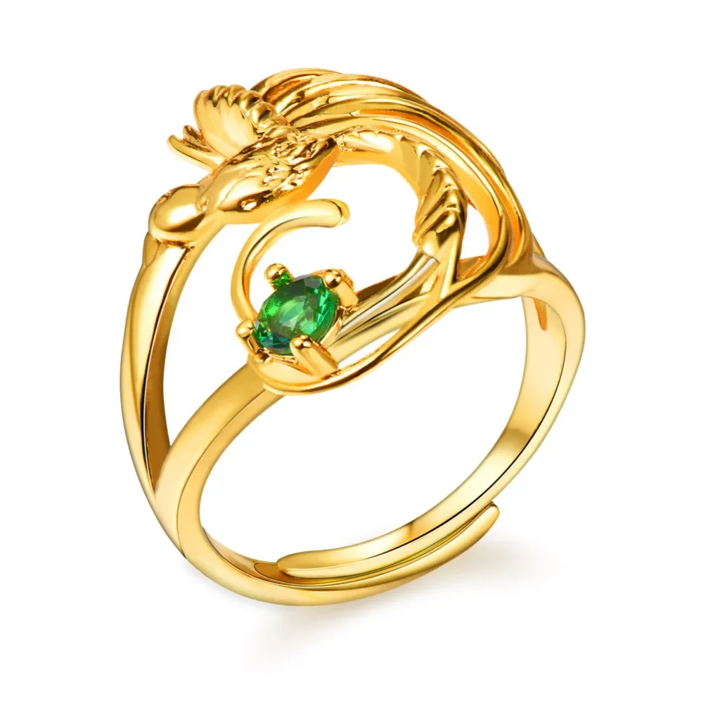 New Minimalist 316L Stainless Steel 18k Gold Plated Ring Phoneix Bird of Paradise Ring for Men Women Papua New Guinea Jewelry
