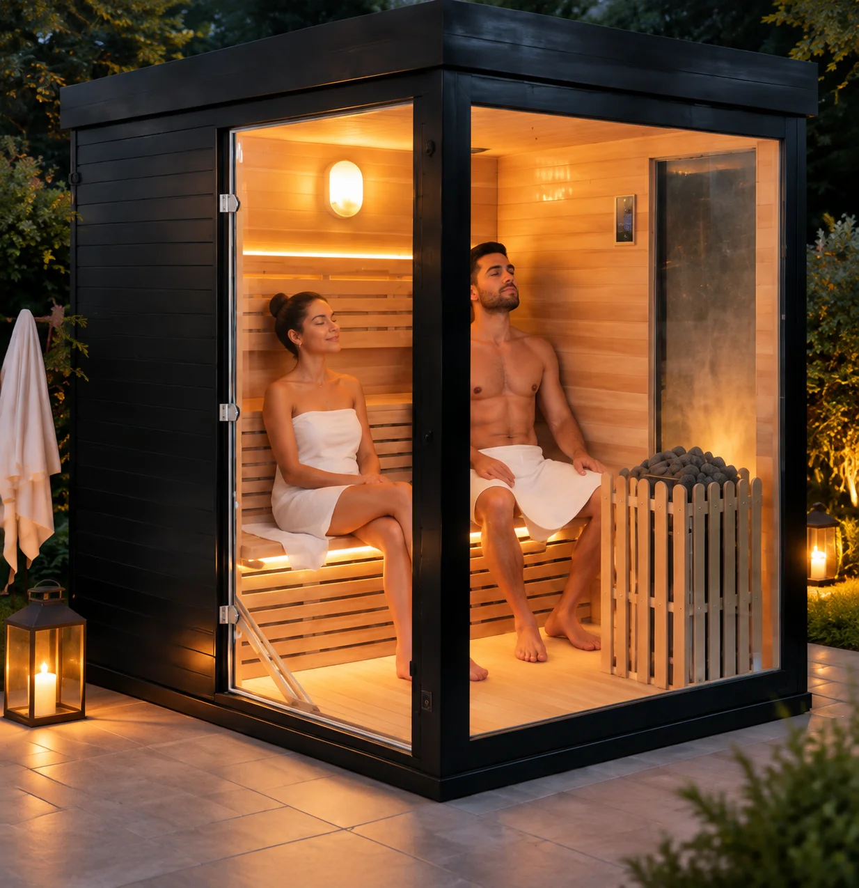 Outdoor Sauna Rest Area Wooden House Prefabricated Cedar Square Sauna Room