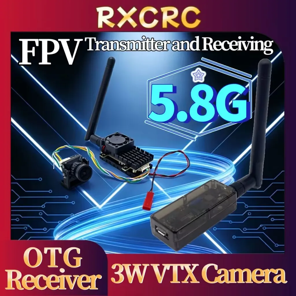 

RXC 3000mW VTX video transmitter and the 1500TVL 2.1mm lens camera,with the FPV OTG receiver,for FPV Long Range Fixedwing Drones
