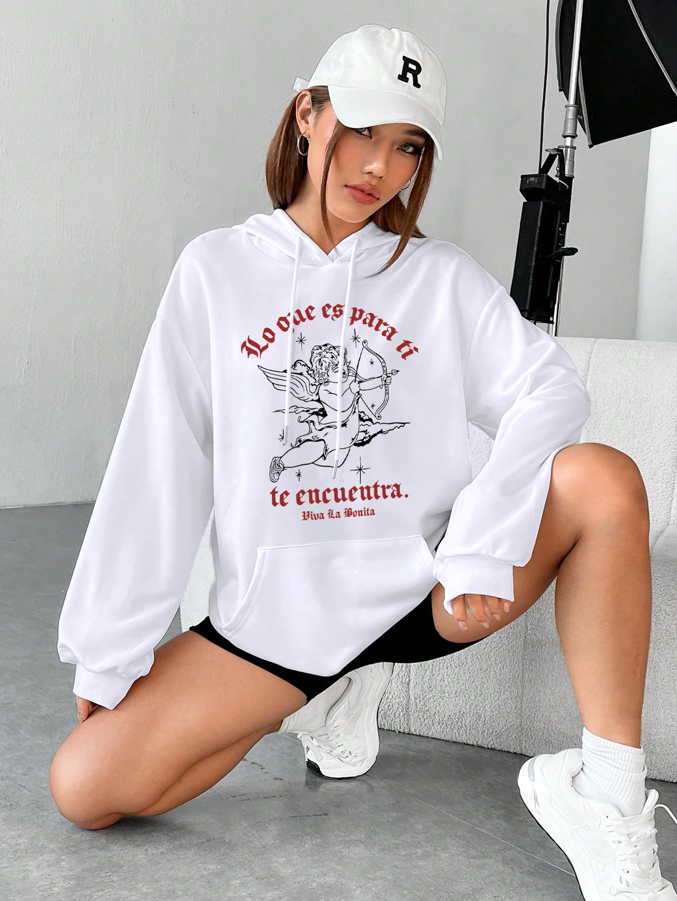 CupidWomen Hoody Lo Que Is Para Ti Te Encuentra Hooded Comfortable Hoodie Woman Warm FleeceSpring Autumn Clothes