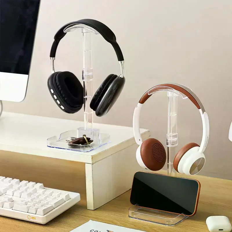 1pc Headphone Stand With Base Universal Headphone Stand Hanger Transparent Headset Storage Rack Multi-Function Detachable Stand