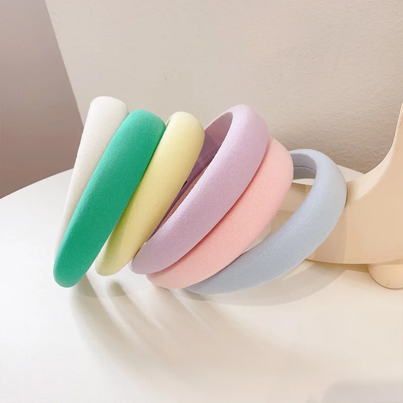 Macaron Color Wide-brimmed Sponge Headband for Women Korean Style Fashion Girl Face Wash Hairband