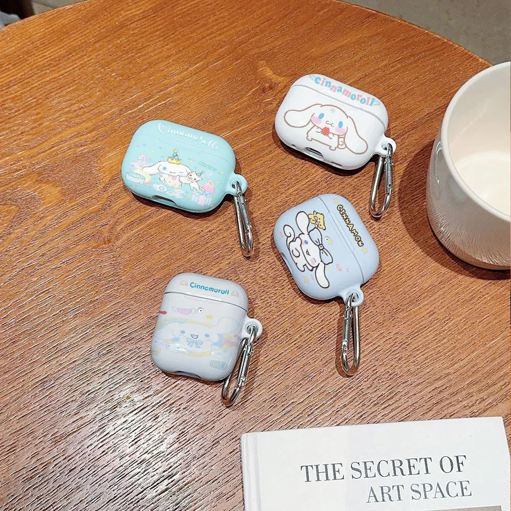 

Cinnamorolls Shockproof Protective Glossy HD Hard PC Earphone Cover Case For AirPods 1 2 3 Pro Pro2 with Metal Hook