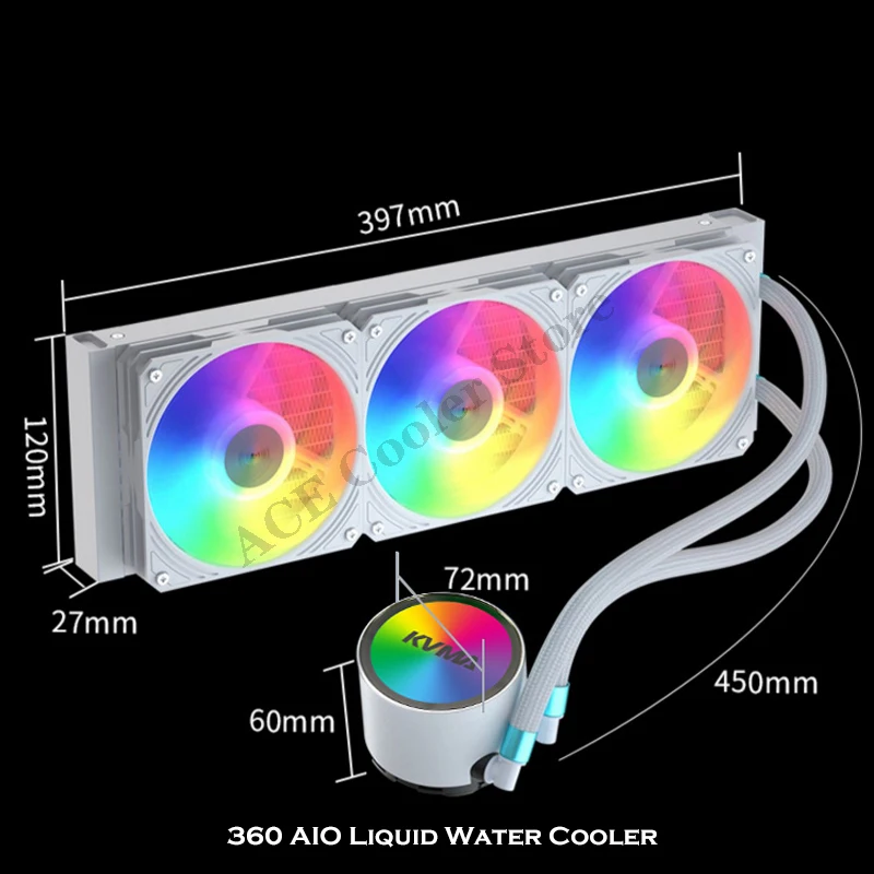 CPU Water Cooling Processor Water Cooler AM5 1700 12th/13th Intel/AMD 360 RGB Watercooler Uni Fan Easy Mounting