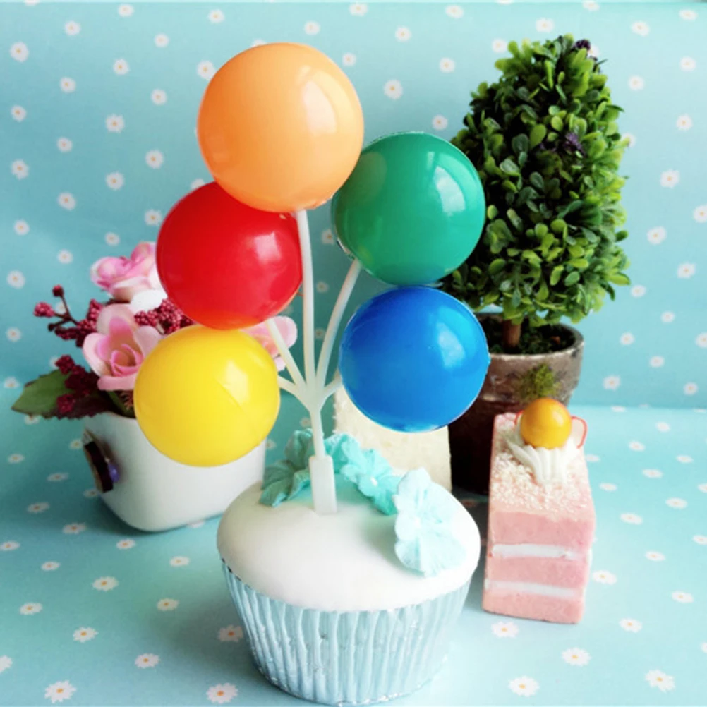 

24pcs Balloon Cluster Picks Microlandschaft Decoration Colorful Plant Moss Landscape Cake Cupcake Dessert Table Crafts
