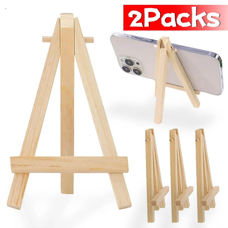 

2/1Pcs Small Desk Easels Mobile Phone Holder Wooden Tripod Easels Tabletop Display Stand for Cellphone Photo Chalkboard Signs