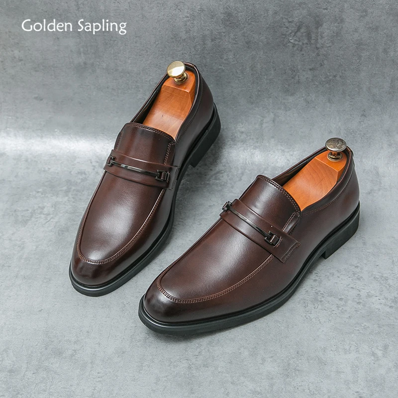 

Golden Sapling Men's Formal Shoes Businessmen Flats Casual Party Loafers Fashion Leather Dress Shoe Office Men Business Loafer