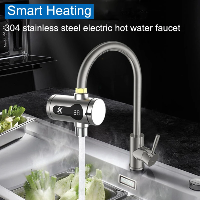 Grifo eléctrico de acero inoxidable para cocina, calentador de agua caliente y fría instantáneo, novedad de 2024