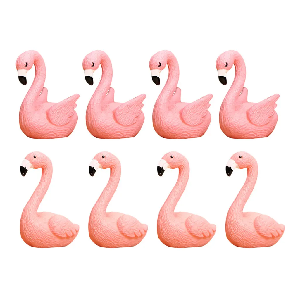 8Pcs Mini Flamingo Ornament PVC Flamingo Cake Topper for Festive Events Engagement Dessert Table Decoration Living Room Bedroom